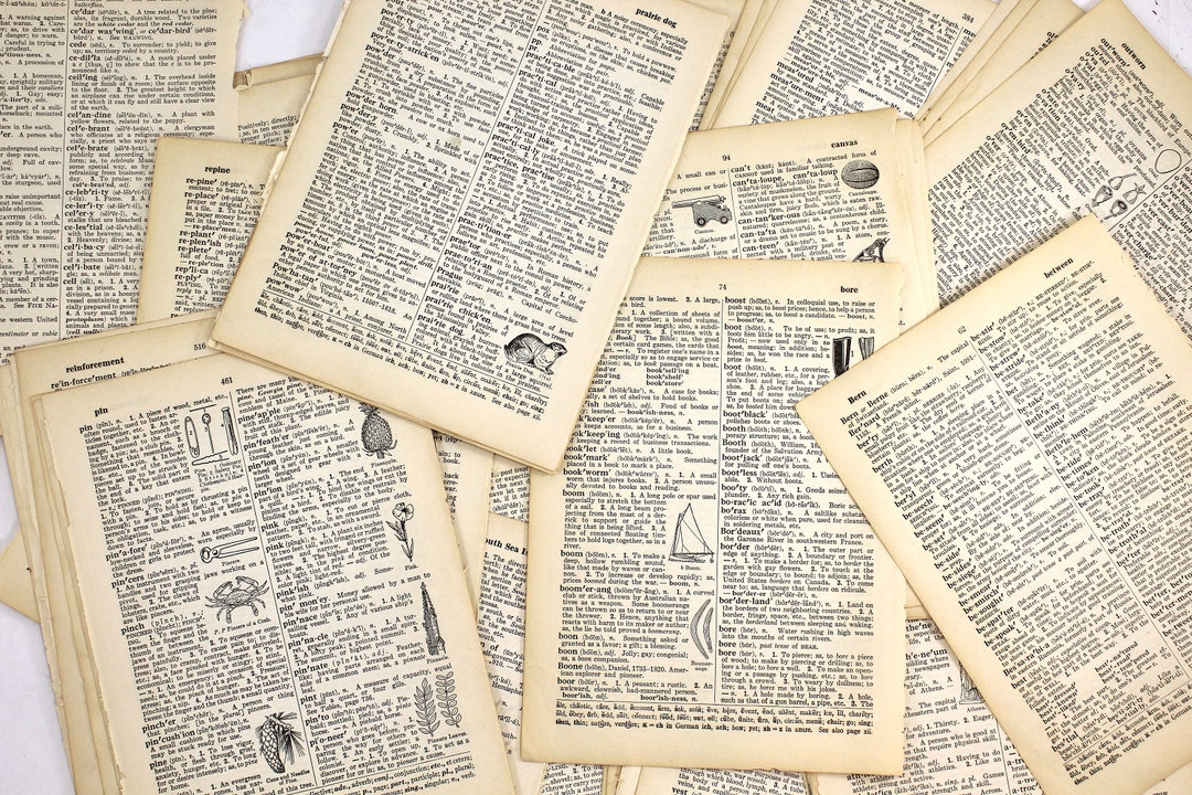 125 Vintage Dictionary Pages Definitions Scrapbook Junk Etsy