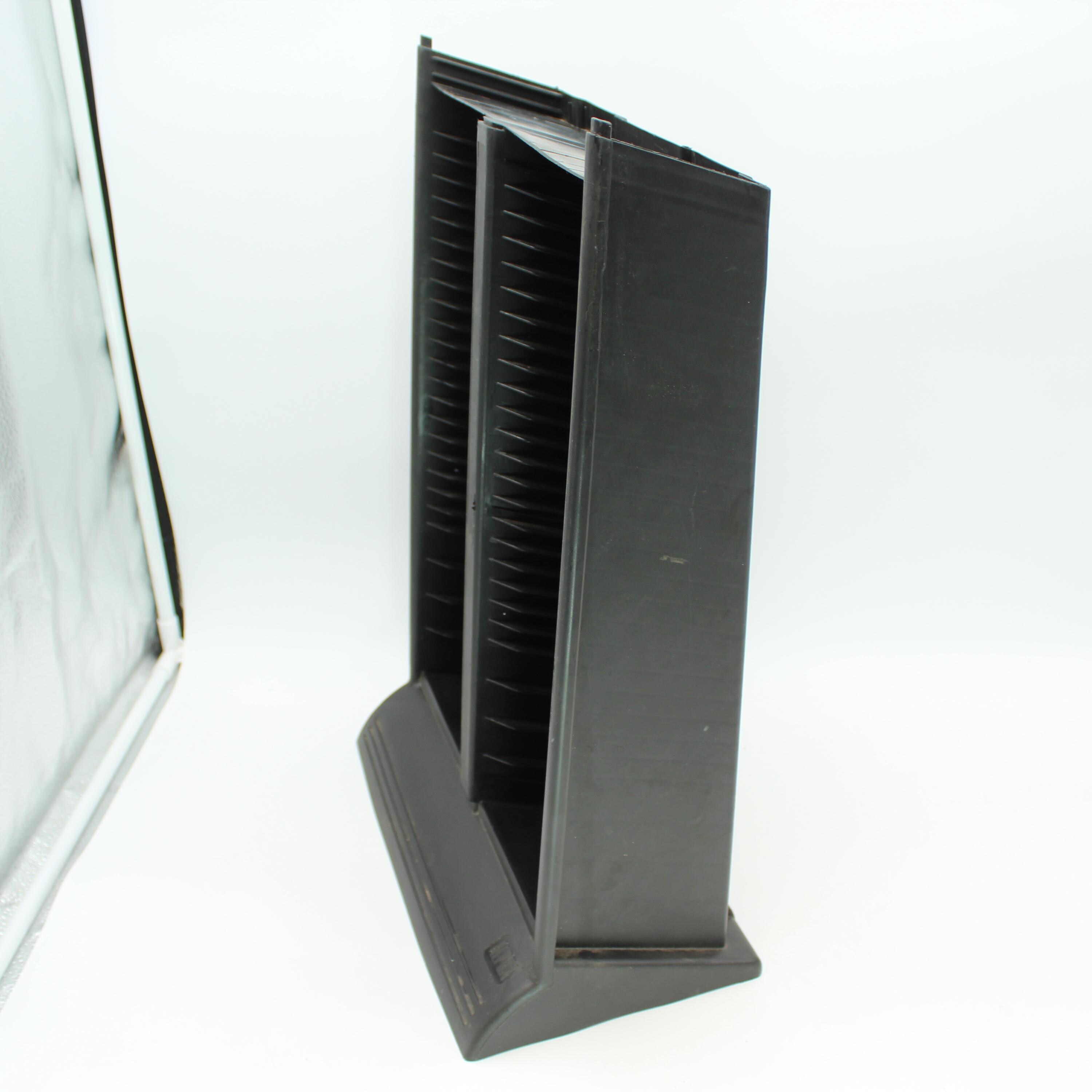 Large 1990s Vintage CD Tower - Tall, Black Plastic, Holder, 1980s