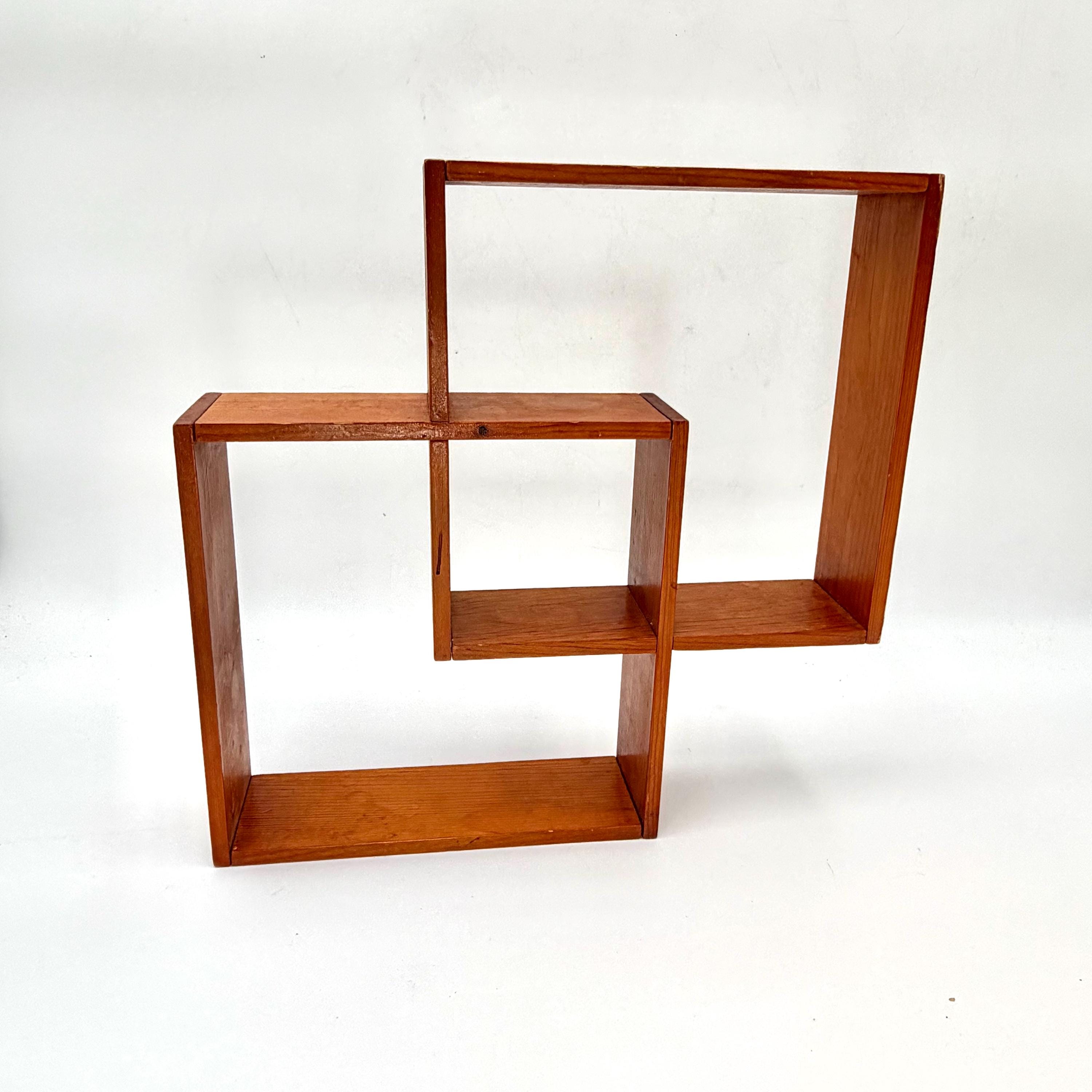 Unusual Vintage Midcentury Wooden Wall Shelf - MCM, Mid Century