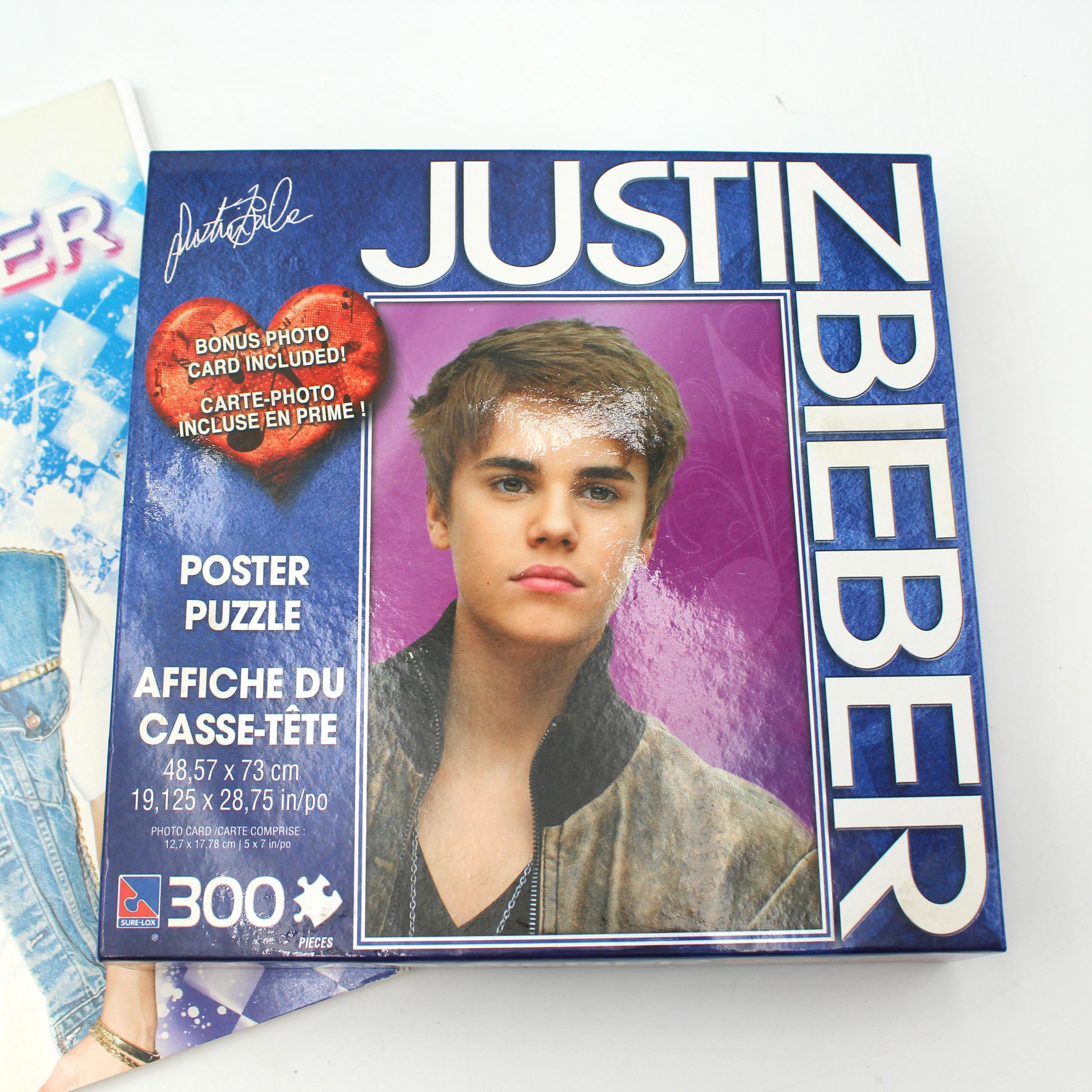 Vintage Justin Bieber Notebook and SEALED Jigsaw Puzzle - School