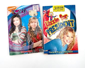 Vintage Lizzie McGuire and iCarly books - Disney Channel, Nickelodeon, teen, tween, Hilary Duff, Miranda Cosgrove, 2000s, Y2K, TV show