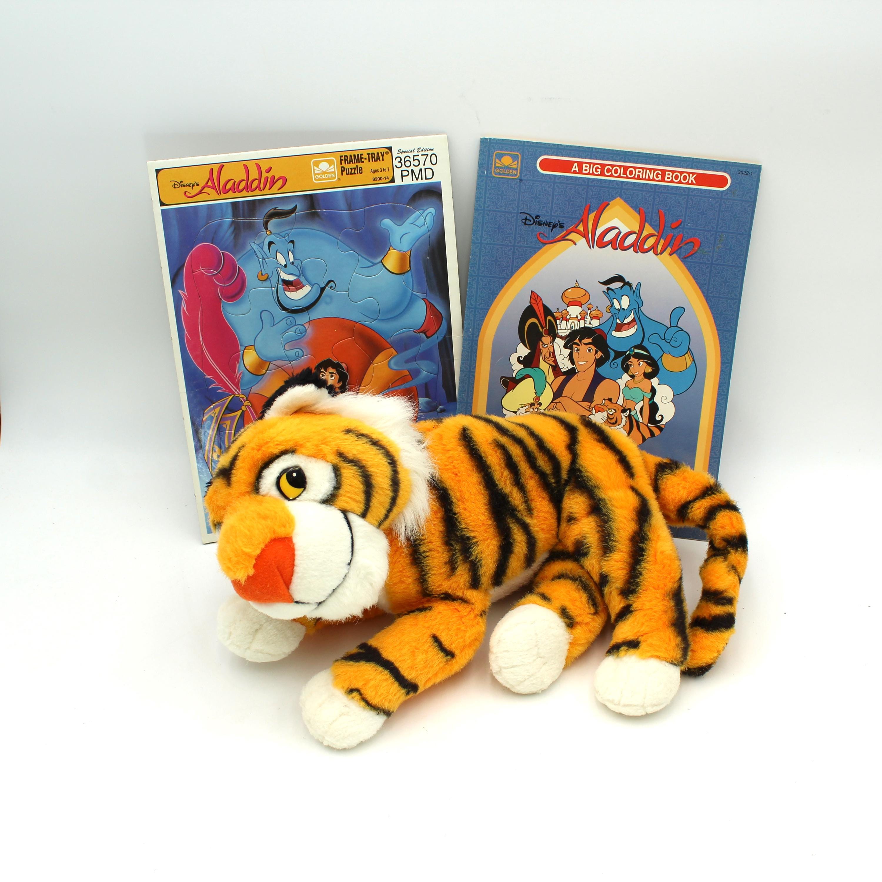 Vintage 1990s Disney's Aladdin Coloring Book, Jigsaw Puzzle and