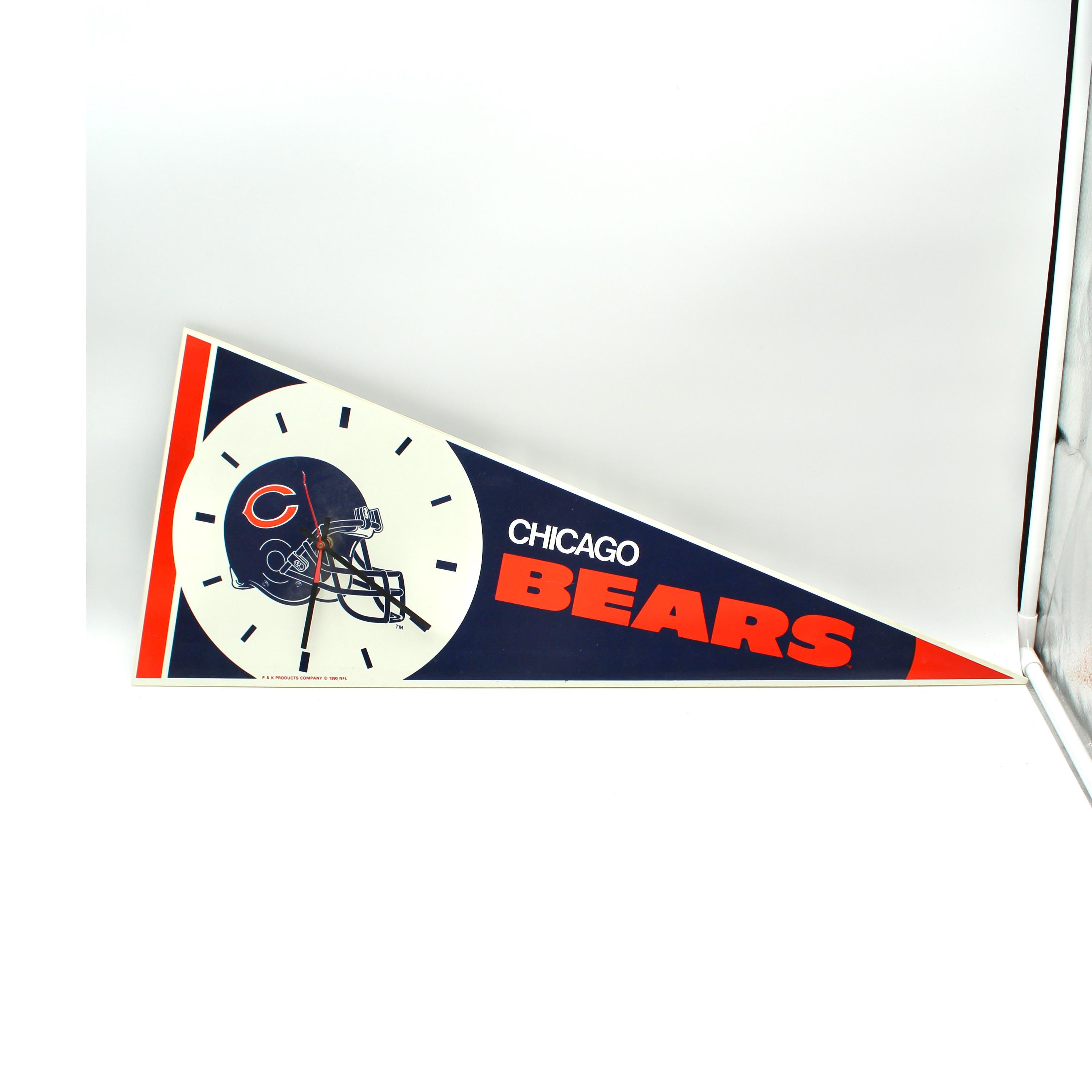 Vintage 1990 Chicago Bears Pennant Wall Clock - Football Team