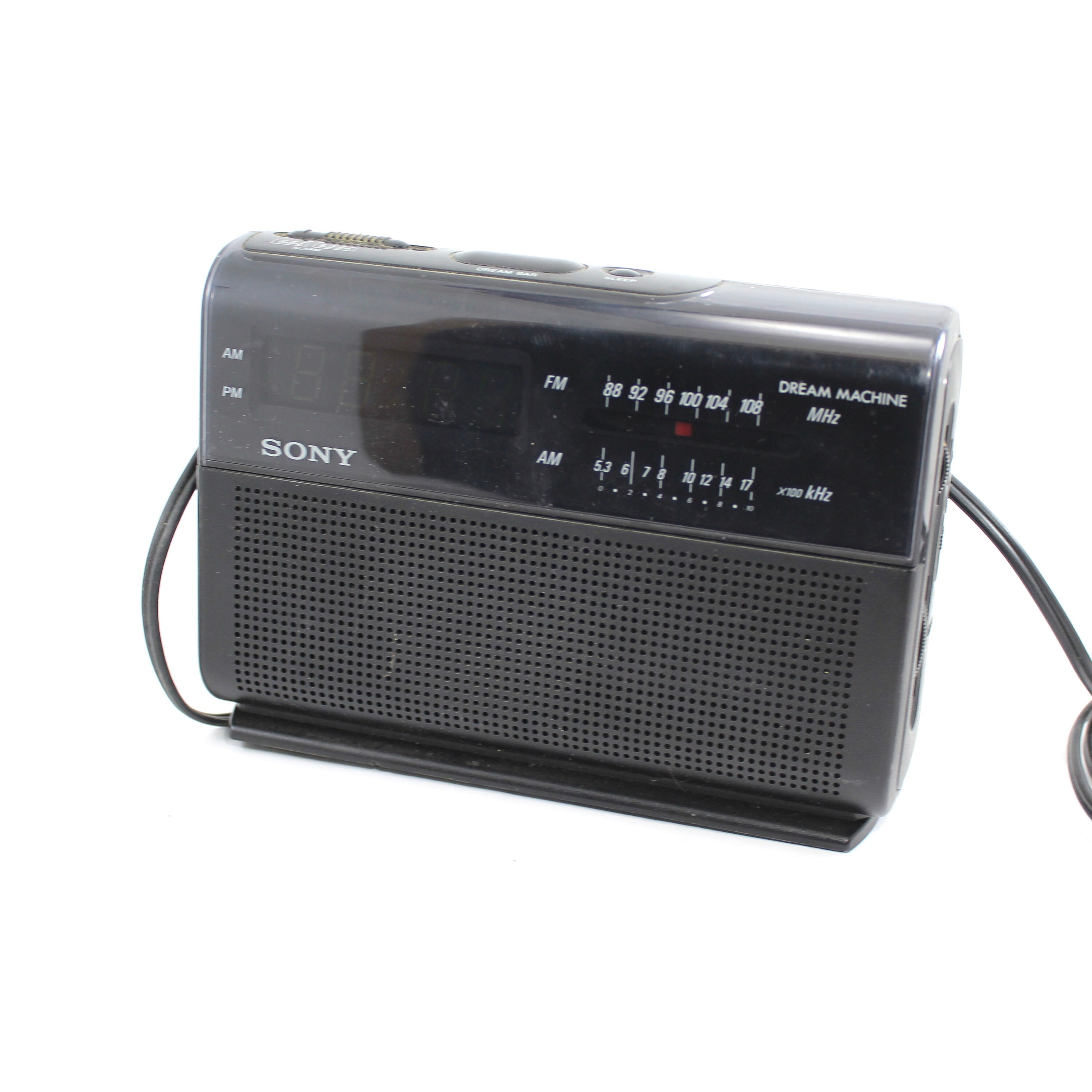 Vintage Sony Dream Machine Alarm Clock - Black, AM/FM Radio, Green