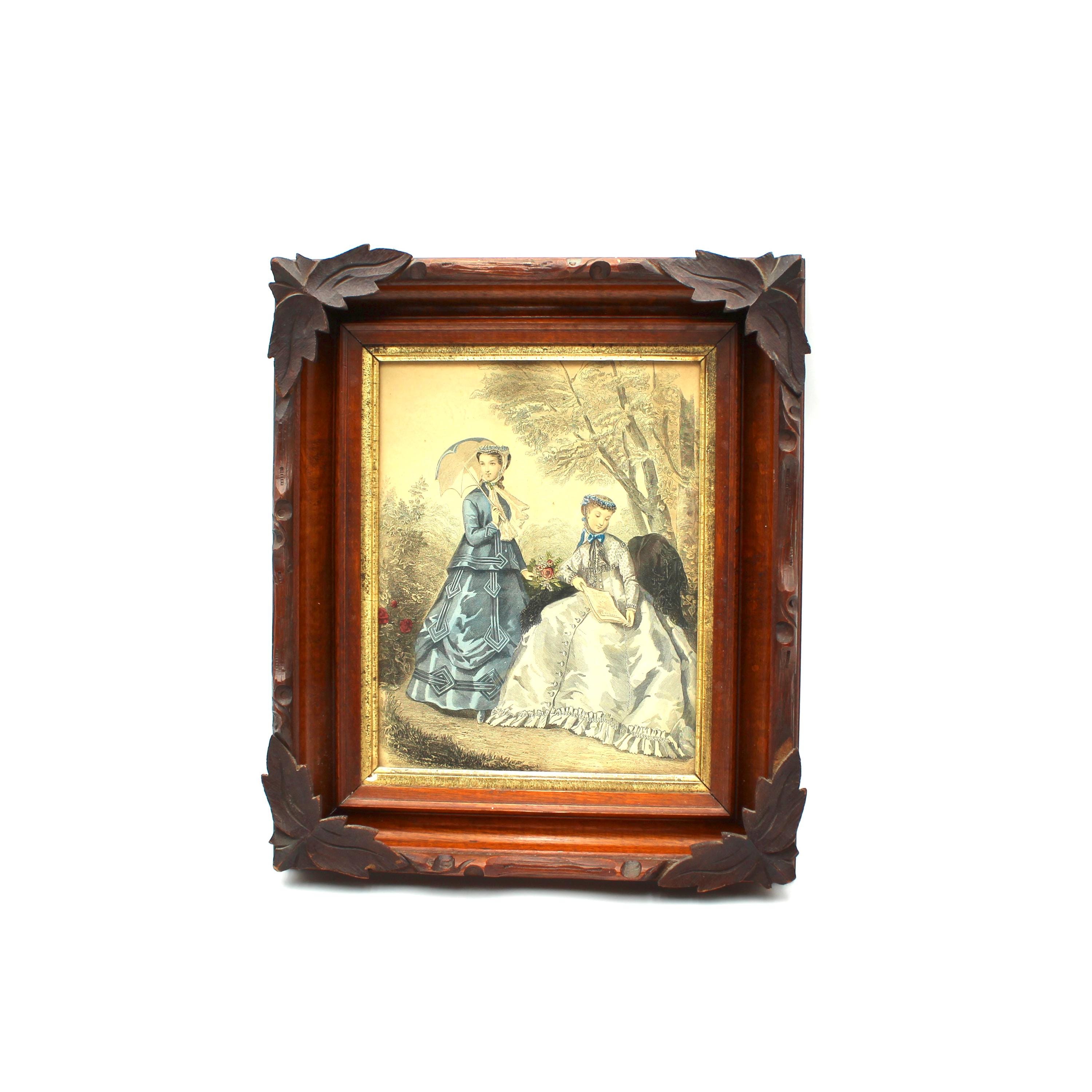 Exquisite 8x10 Vintage Wooden Frame - Leaves, Adirondack Leaf