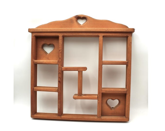 Vintage Wood Wall Shelf With Heart Cutouts - Large, Rustic, Small ...