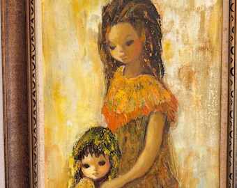 SET OF 4 Vintage Big Eyes Prints - Artist Eden, Harlequins