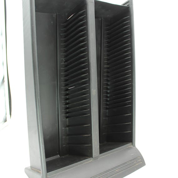 Large 1990s Vintage CD Tower - Tall, Black Plastic, Holder, 1980s
