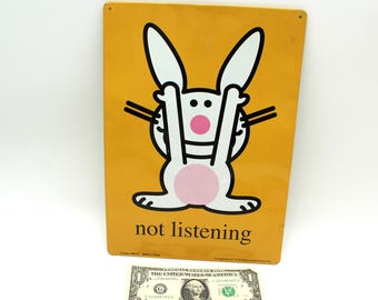 It's Happy Bunny Y2K Metal Wall Sign - Vintage, 2000s, 1990s, Jim