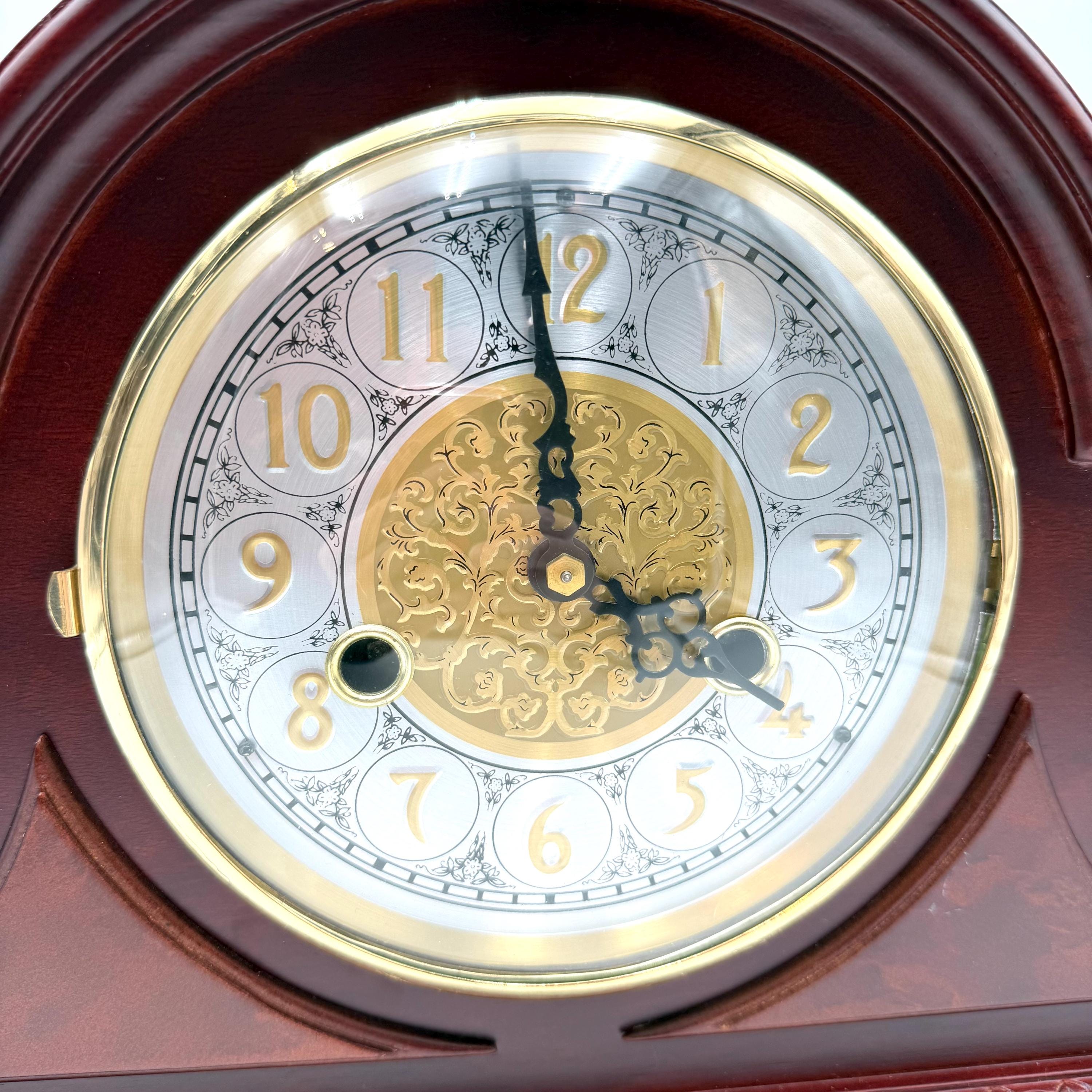 Chiming Vintage Wooden Mantle Clock - Wind-up, Winding, Mechanical ...