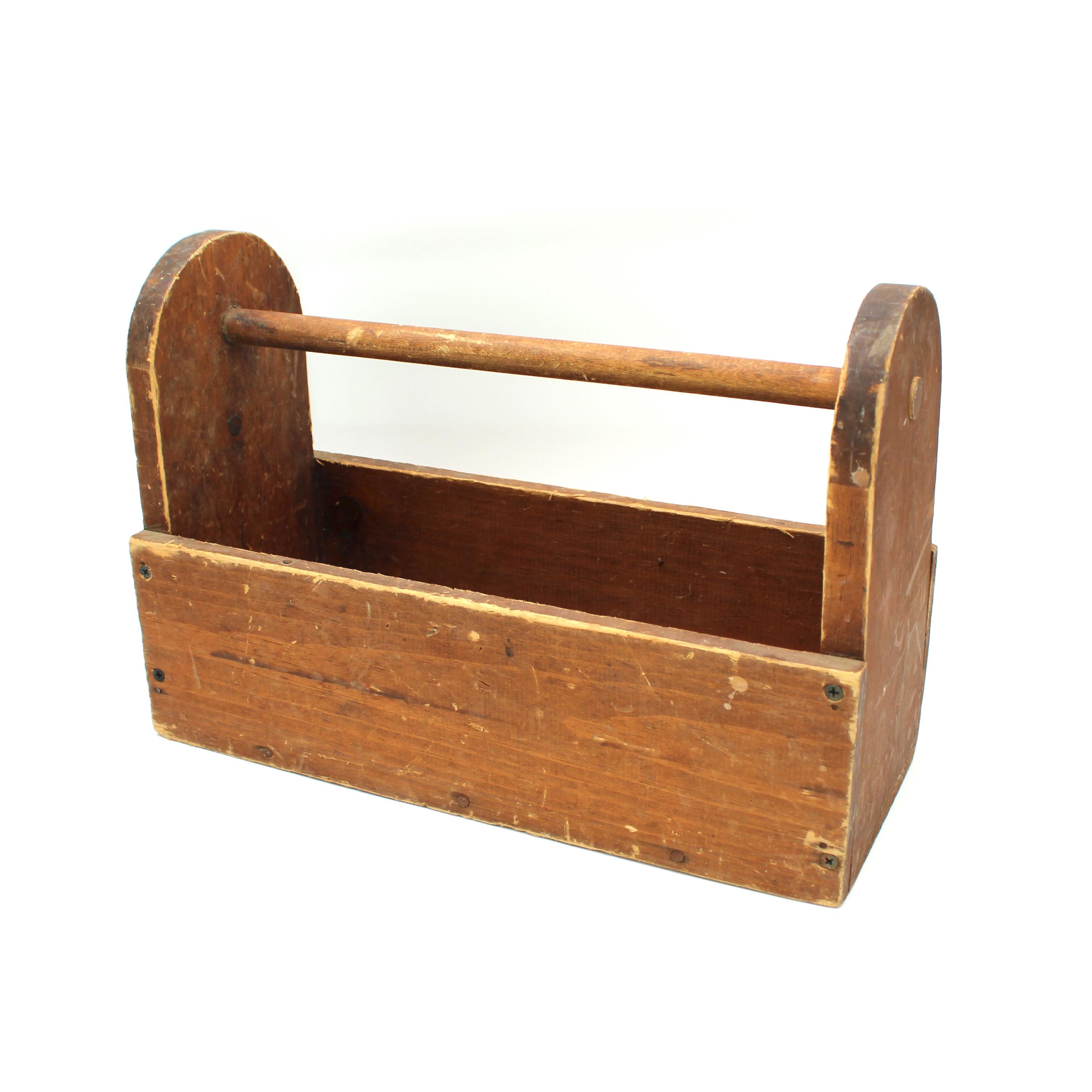 Vintage Rustic Wooden Toolbox With Handle - Antique, Wood, Large