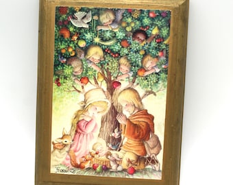 Cute vintage Holy Family religious wall hanging - Juan Ferrandiz, Virgin Mary, Baby Jesus, Saint Joseph, art, artwork, picture, Christian