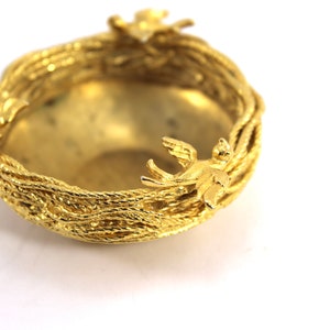 Vintage CODORO Jewels Corporation gold plated bird&#39;s nest ring holder - Corp., bowl, small, trinket dish, earring holder, metal, goldplated