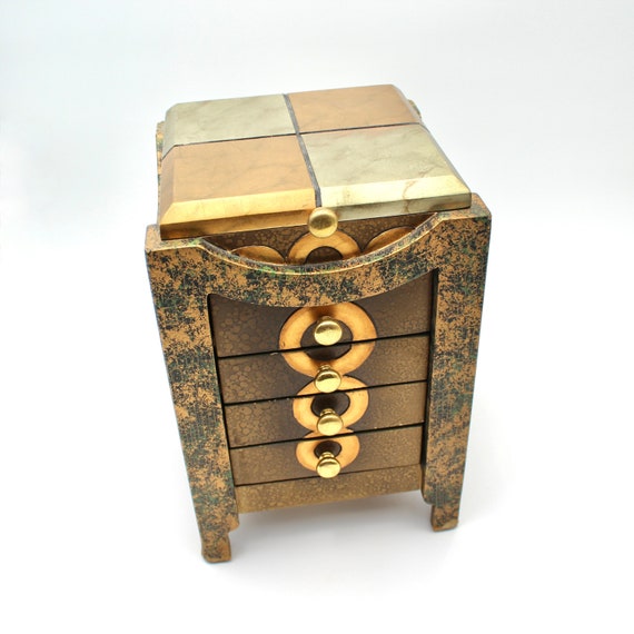 Unique vintage jewelry box - wooden, wood, silver… - image 1