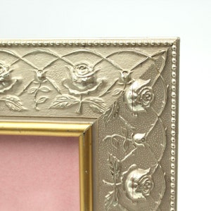 Lovely vintage silver tone 4x6 picture frame - roses, flowers, filigree, feminine, elegant, ornate
