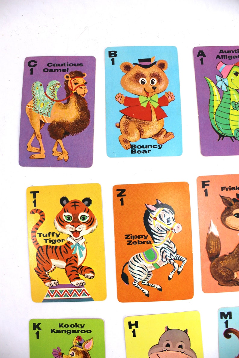 SET OF 11 Vintage Animal Rummy Playing Cards From the 1970s Etsy