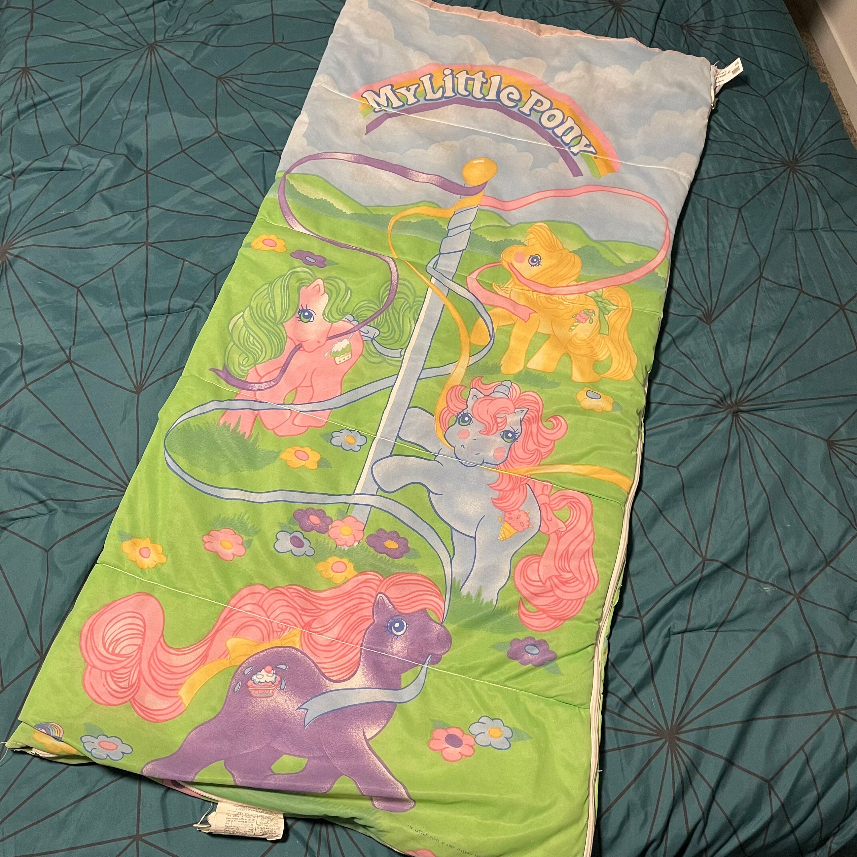 Vintage 1980s My Little Pony sleeping bag - ponies, kids, Hasbro
