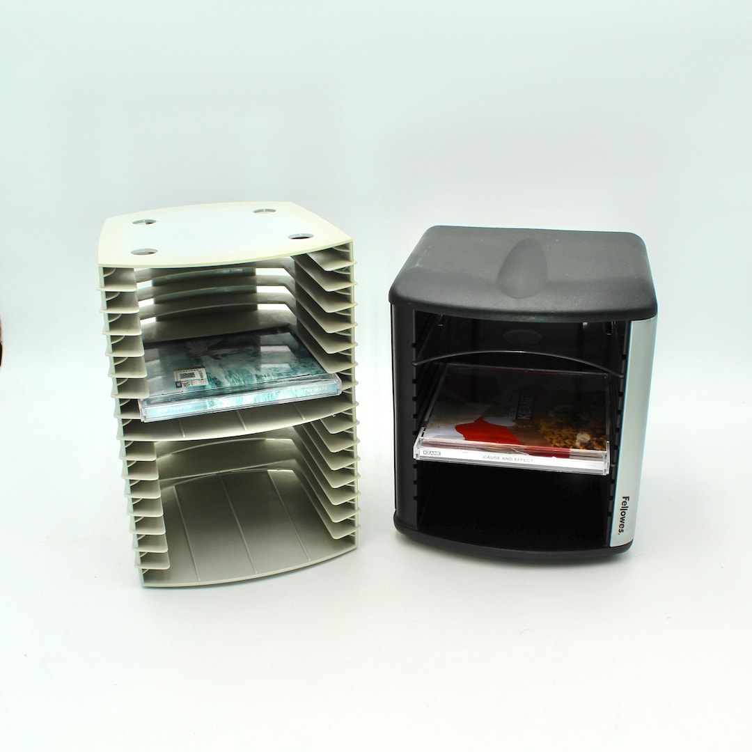 Two Vintage CD Holders - 1980s, 1990s, Vintage, Gray, Black, Desktop ...