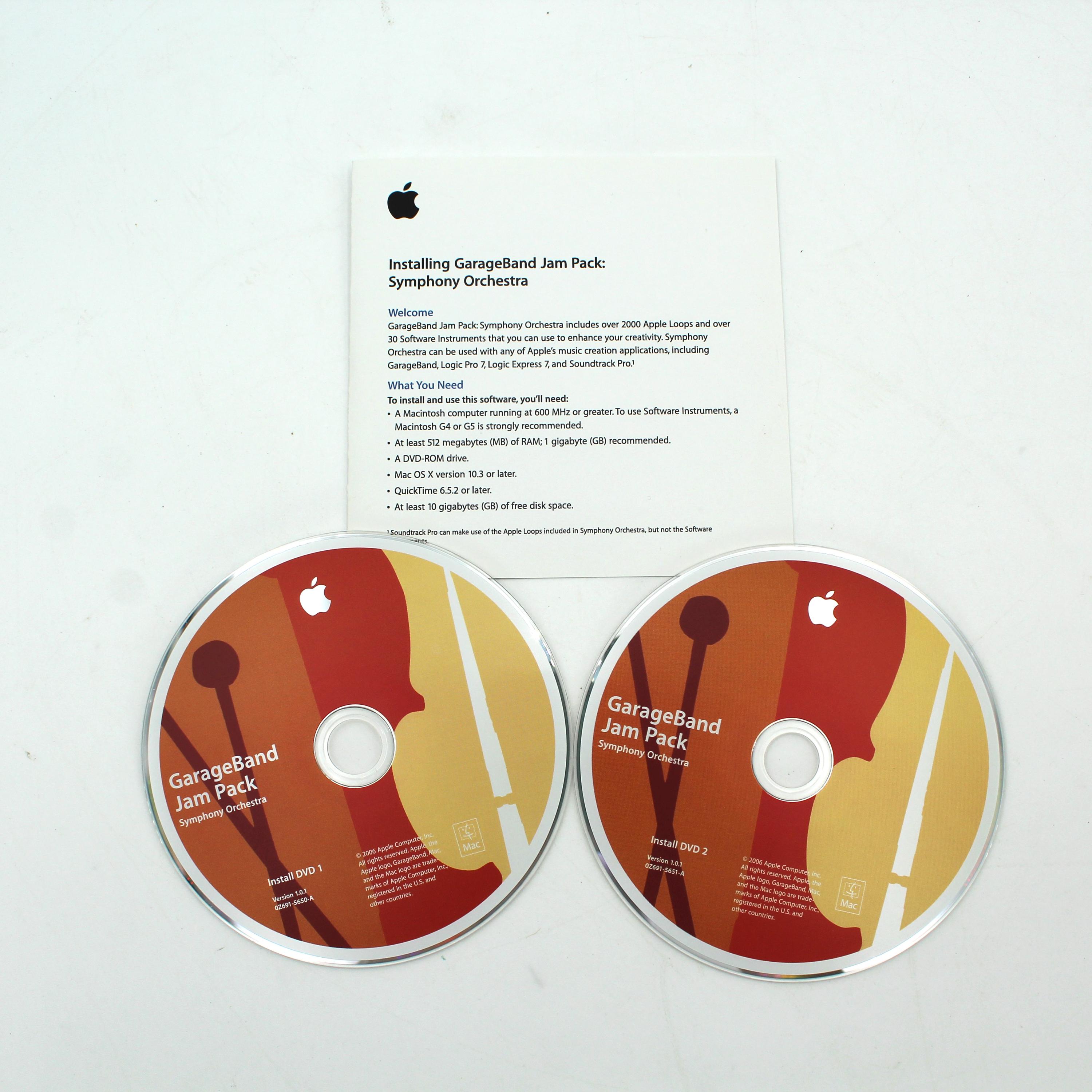 Vintage Garageband Jam Pack Symphony Orchestra Disks - Dvds