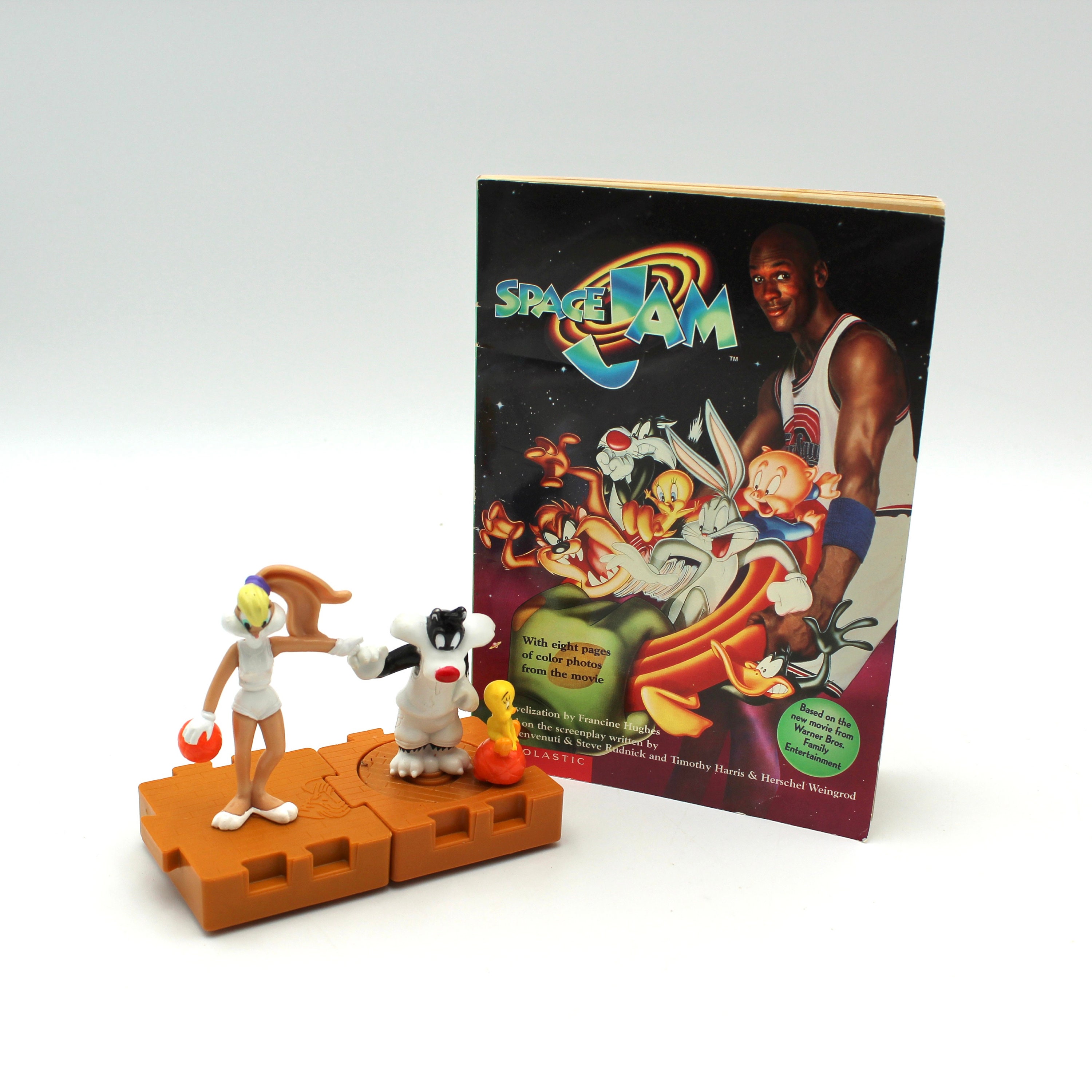 1996 Vintage Space Jam Mcdonalds Happy Meal Toys and Movie Book