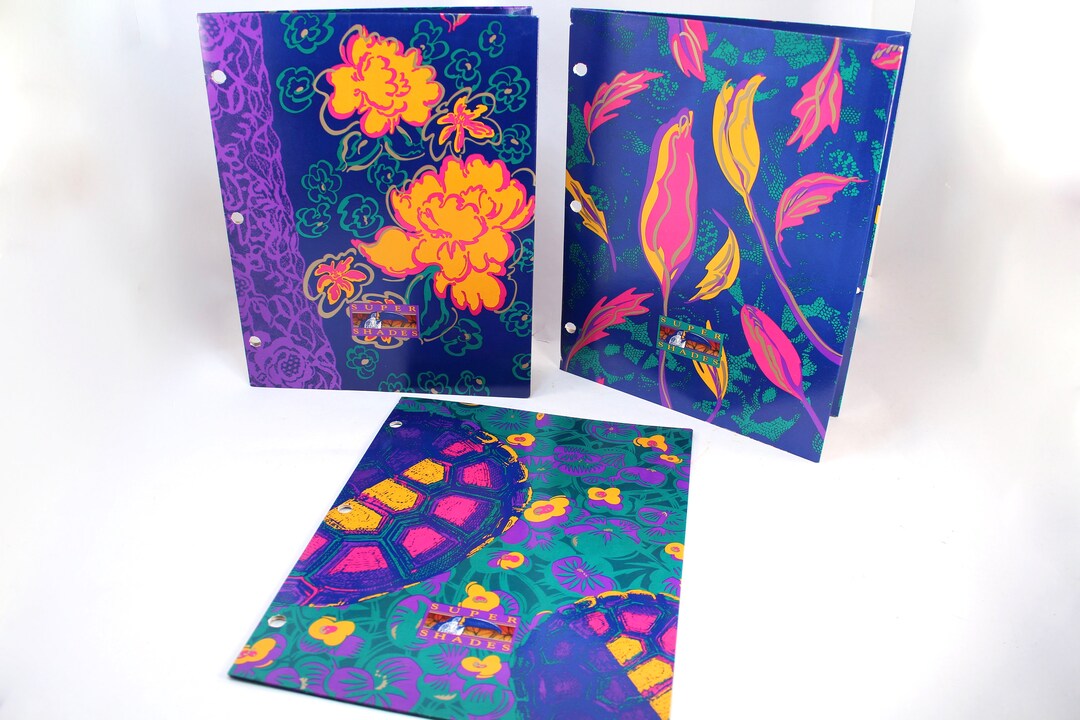 Three 1994 Pocket Folders Super Shades by Mead 1990s 90s Etsy