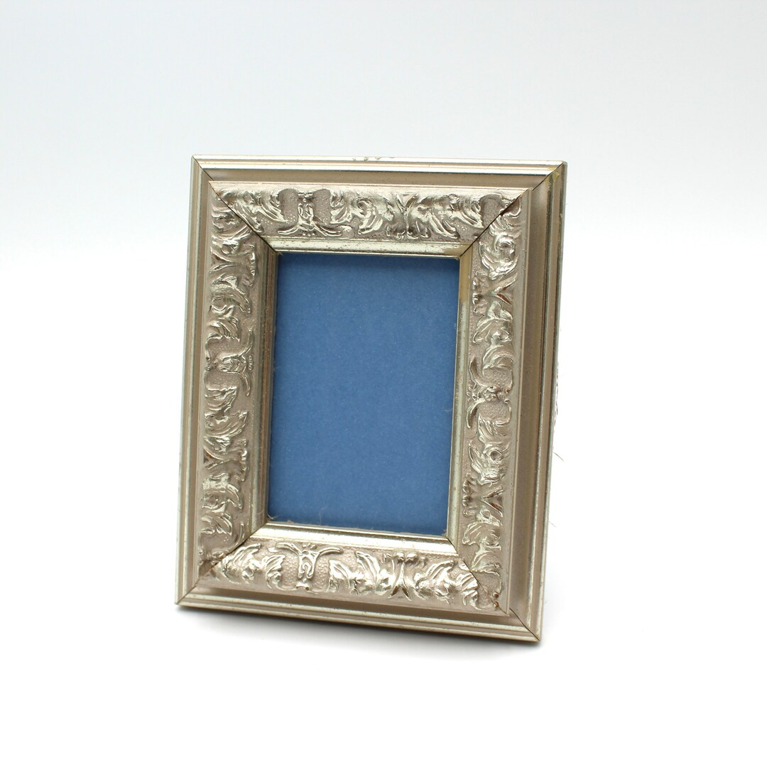 Pretty Vintage Carved Wood Silver Picture Frame Small Etsy