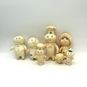 Vintage 1970s Pillsbury Doughboy Family Rubber Figurines - 1971