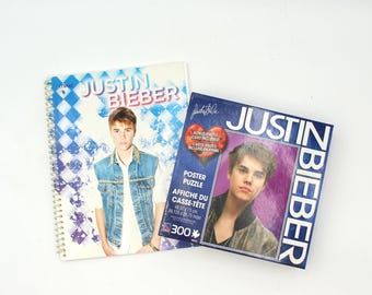 Vintage Justin Bieber Notebook and SEALED Jigsaw Puzzle - School