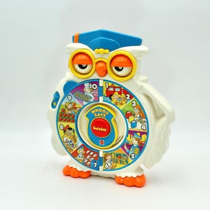 Vintage 1996 electronic &quot;Whooo Says&quot; talking See N Say toy - owl, Mattel, See n&#39; Say, See and Say, battery operated, 1990s, animals, numbers