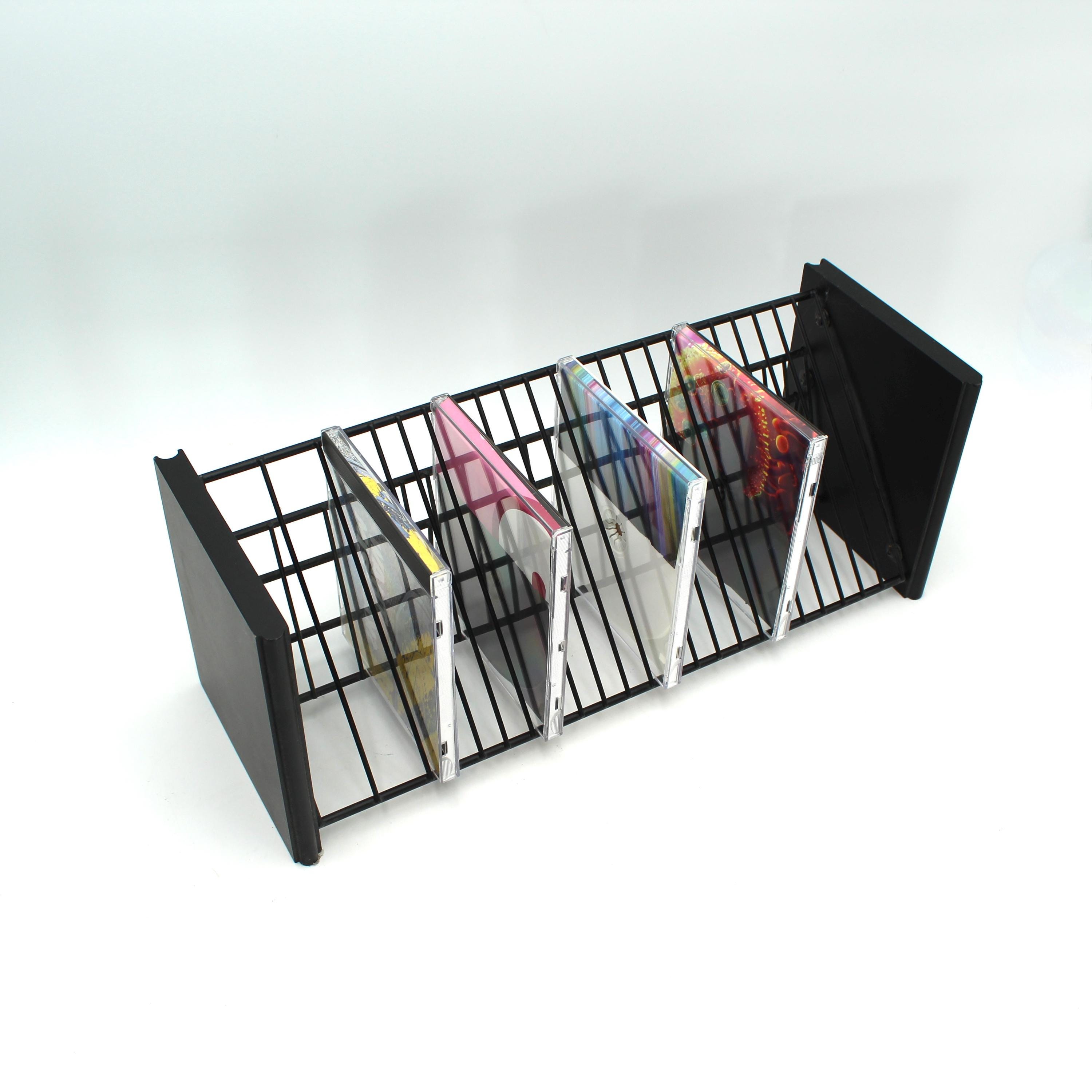 Funky Vintage Wood and Black Metal CD Holder - Rack, Storage