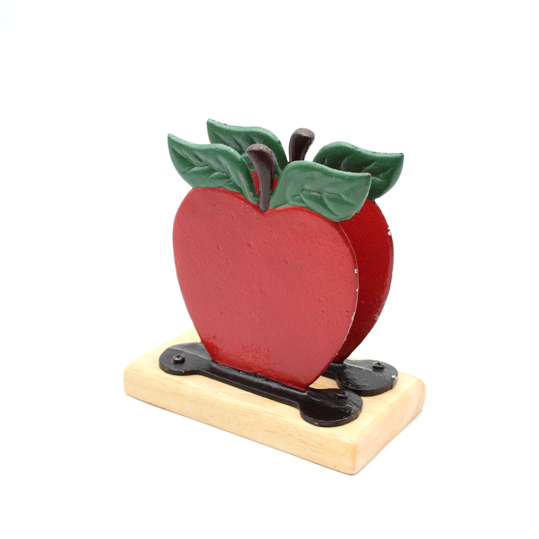 Vintage Napkin Holder Cast Iron, Metal, Red Apple Kitchen, Accessories