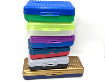 YOUR CHOICE vintage 1990s Spacemaker pencil box - 90s, school supplies, blue, red, green, purple, long, plastic