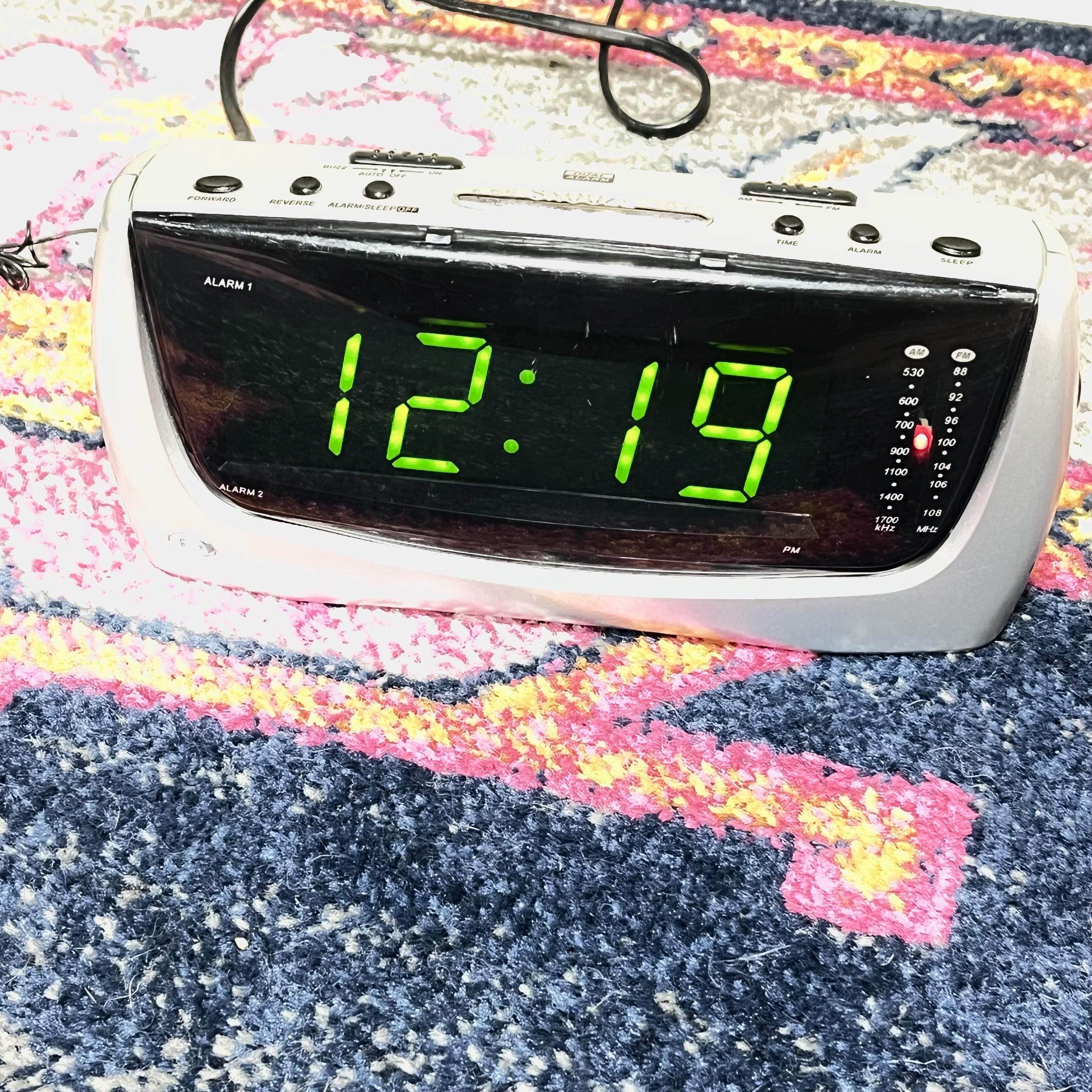 1990s Large Numbers Vintage Digital Alarm Clock - 90s, Silver
