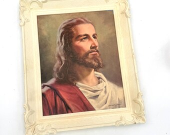 Vintage Peter V. Bianchi Head of Christ Jesus Portrait Picture and