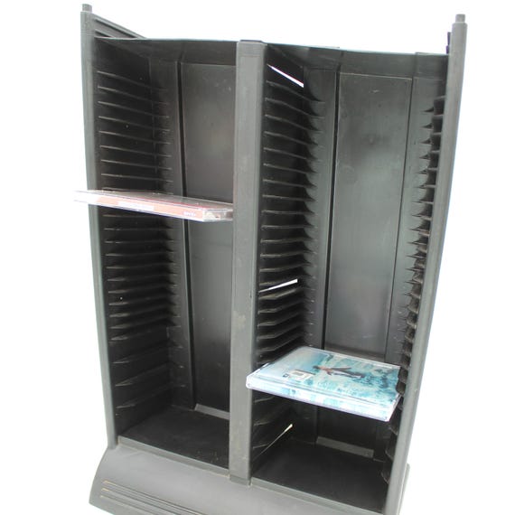 90's ポストモダン CDラック CDタワー ブラック ヴィンテージ Large 1990s Vintage CD Tower - Tall, Black Plastic, Holder, 1980s