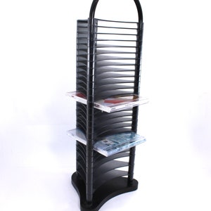 Funky 90s CD Tower - Vintage, Holder, Rack, Storage, Gray, Black