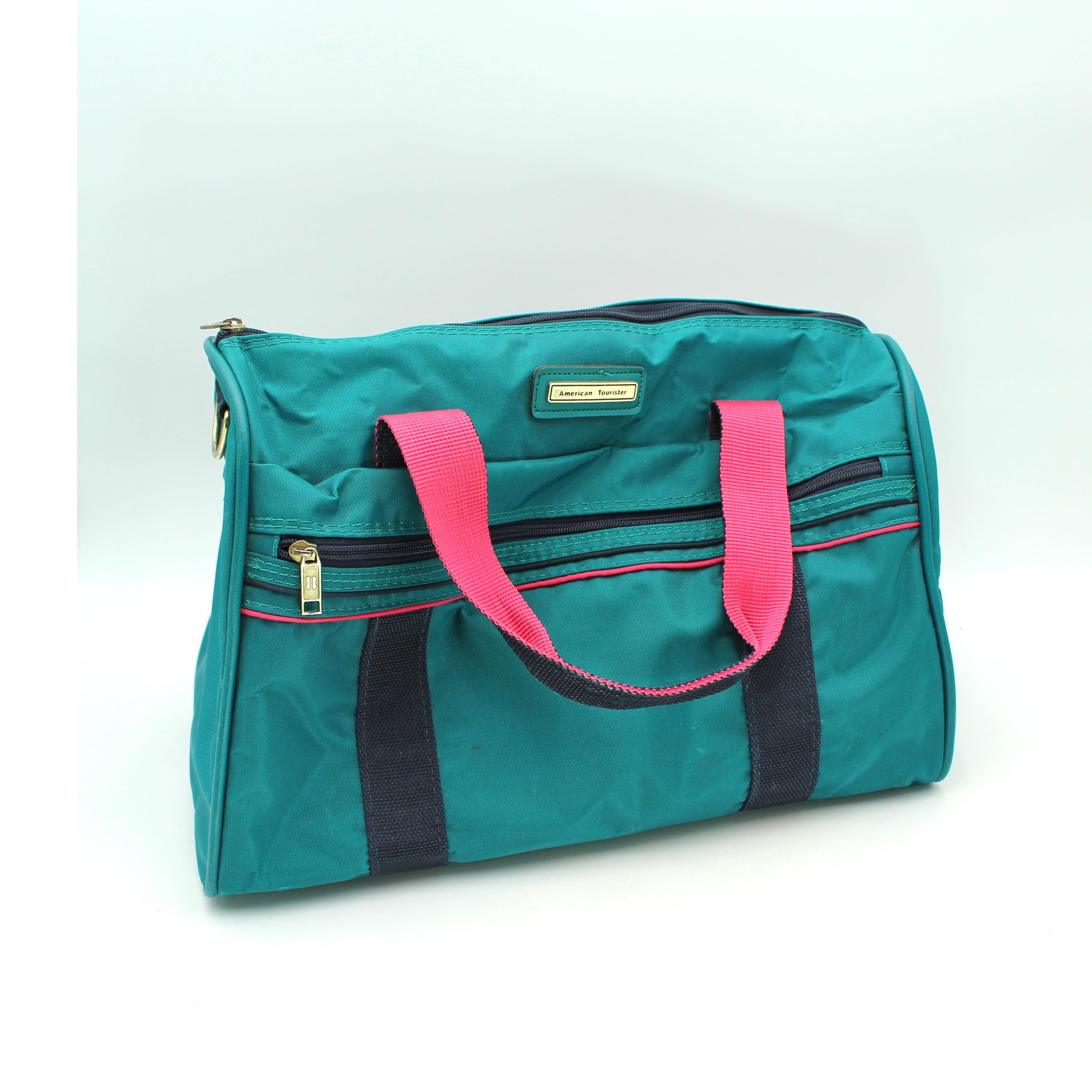 Cute 1980s or 1990s Duffel Bag - American Tourist, Vintage, Teal