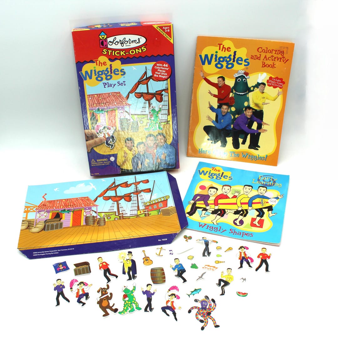 Vintage "the Wiggles" Colorforms Playset, Story Book and Coloring Book ...