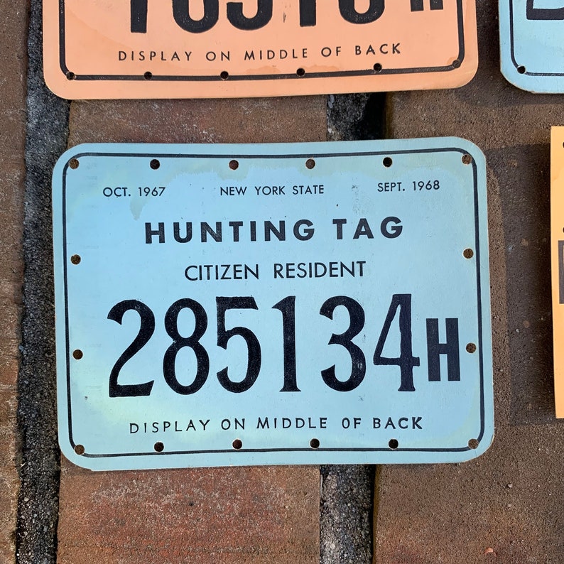 Set of 4 1960s New York Hunting License Back Tags Nice Etsy