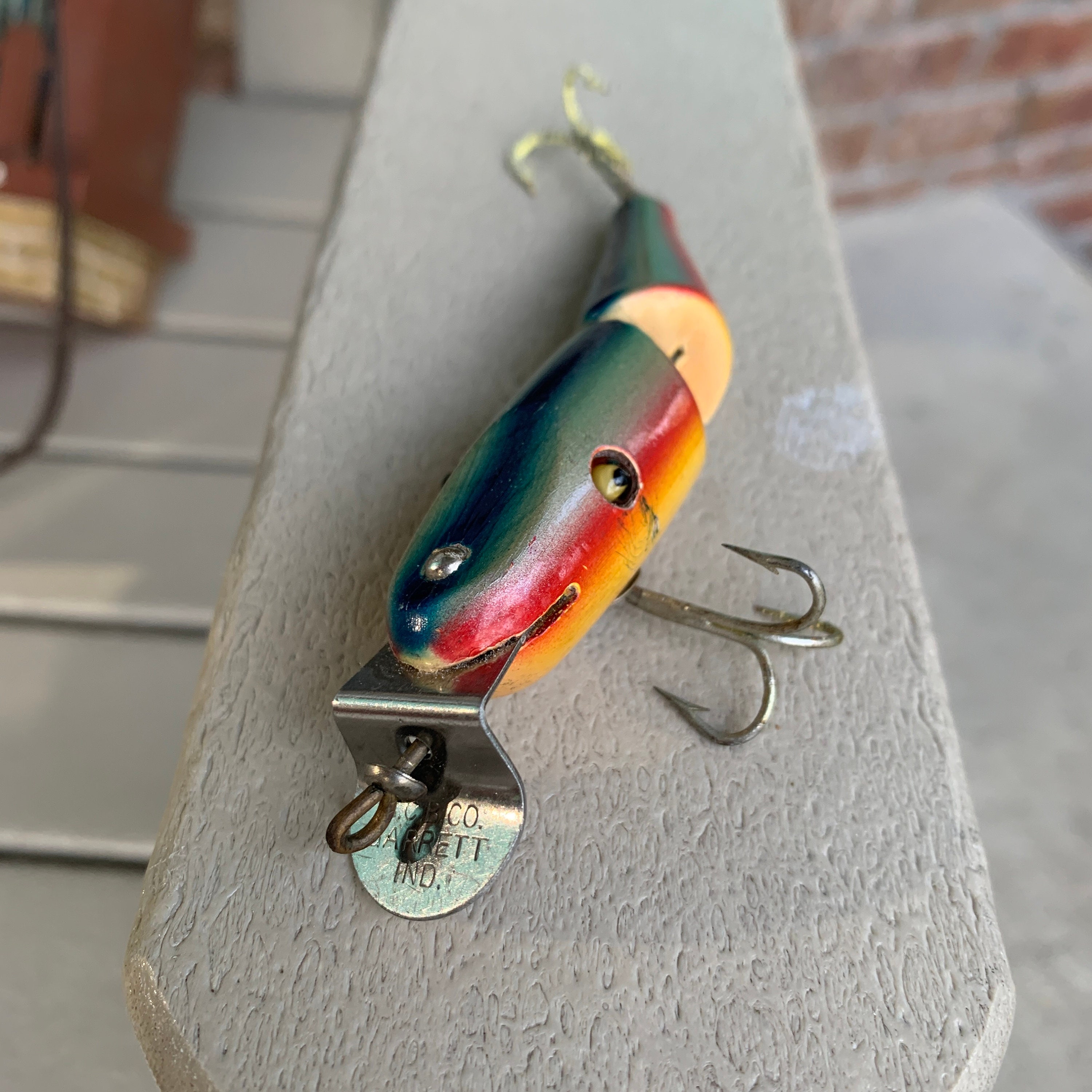 Leurret De Pêche Vintage Creek Chub Pikie - Bébé Articulé Argent Brillant - Bois - Original