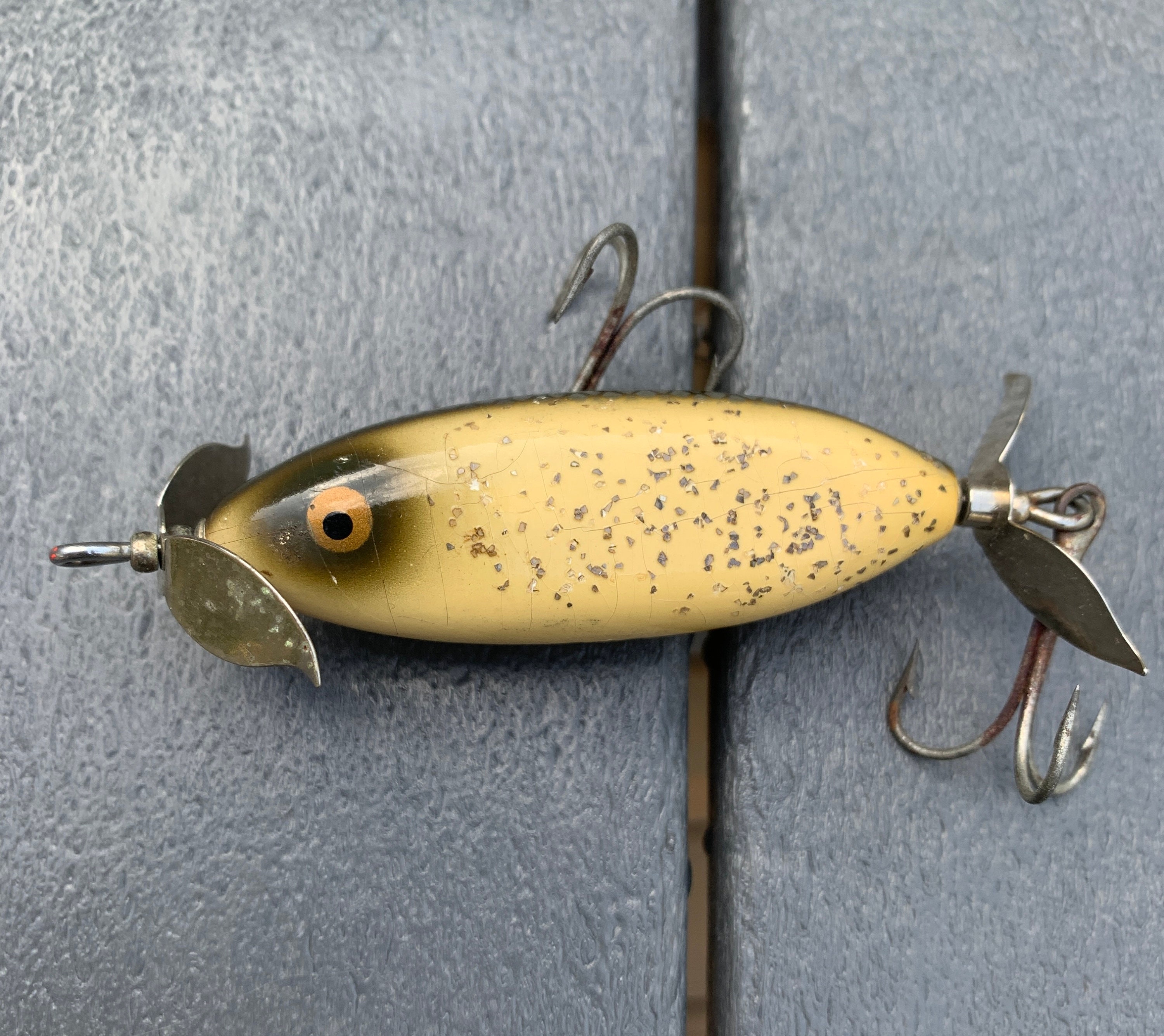 Vintage CORDELL BIG O Fishing Lure 3 Inch Square Bill Green Peach