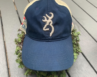 Vintage Browning Trucker Hat – Mesh Back, Flag Patch