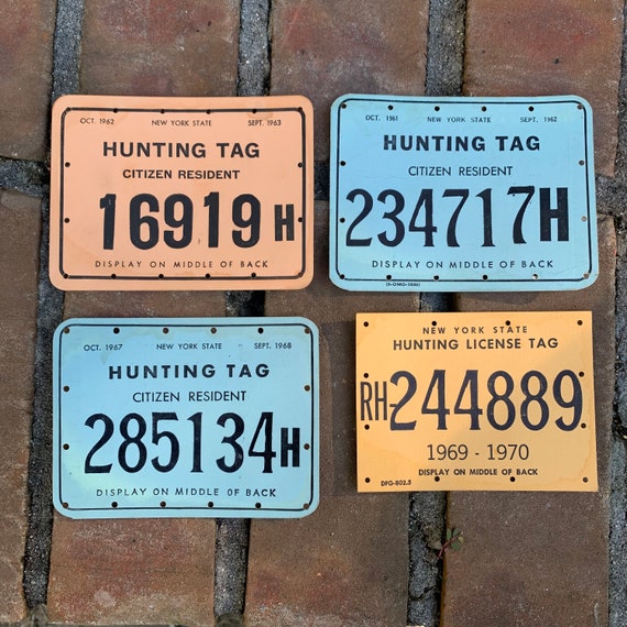 Set of 4 1960s New York Hunting License Back Tags Nice Etsy