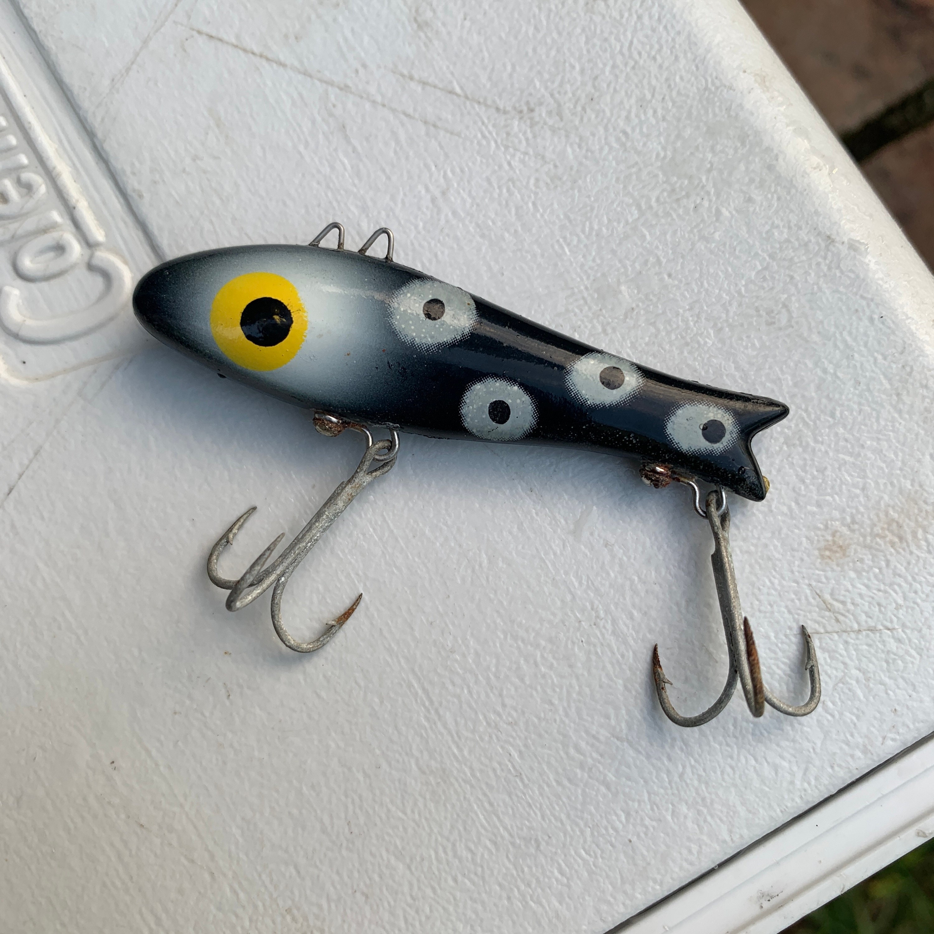 bingo fishing lures Vintage Bingo Lure: Black With White Spots, Sonic Deep Diver