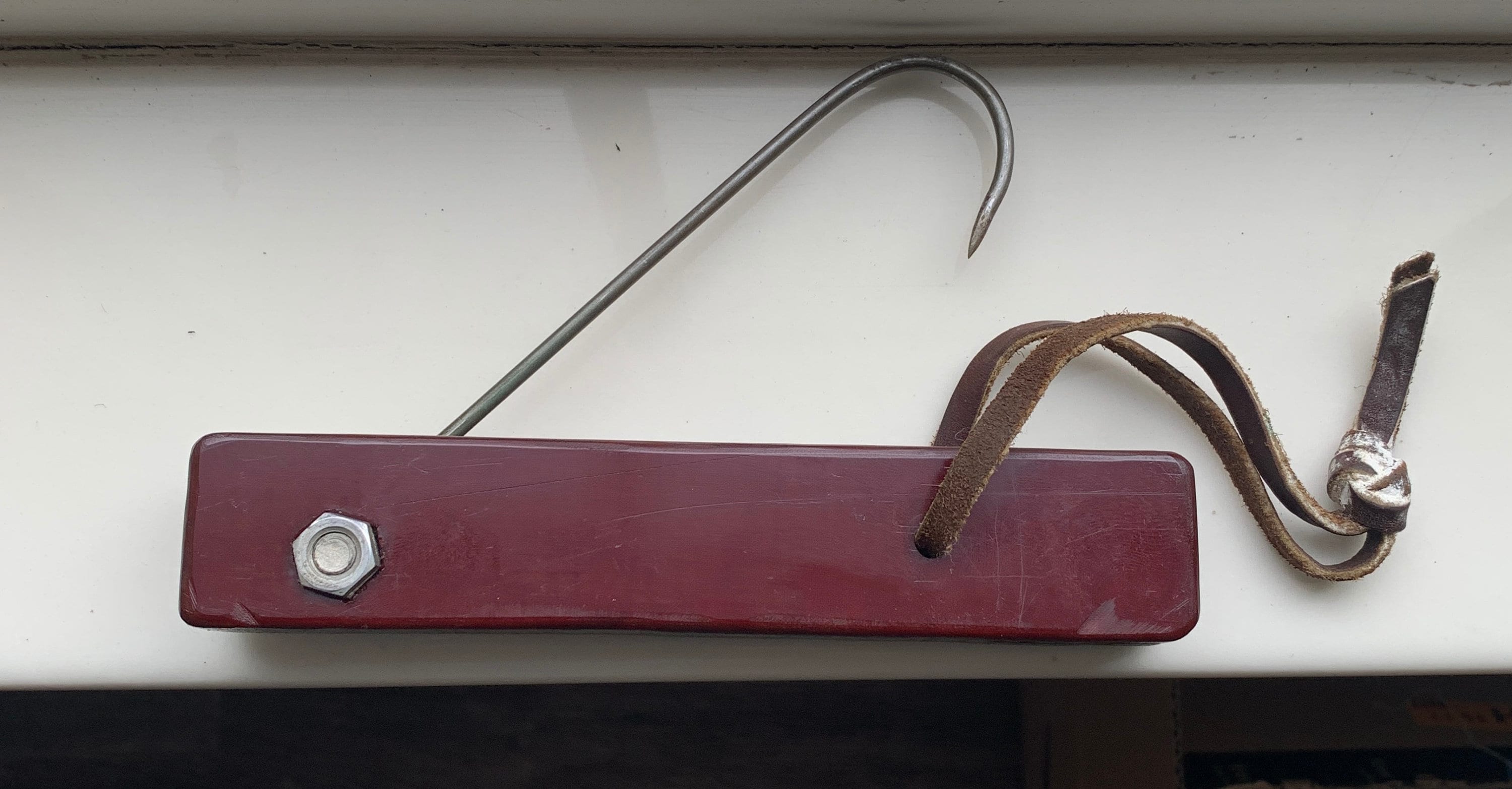 Ancienne Gaffe De Pêche Vintage 23,5 Pouces – Fer Forgé Main Et Bois Ancien