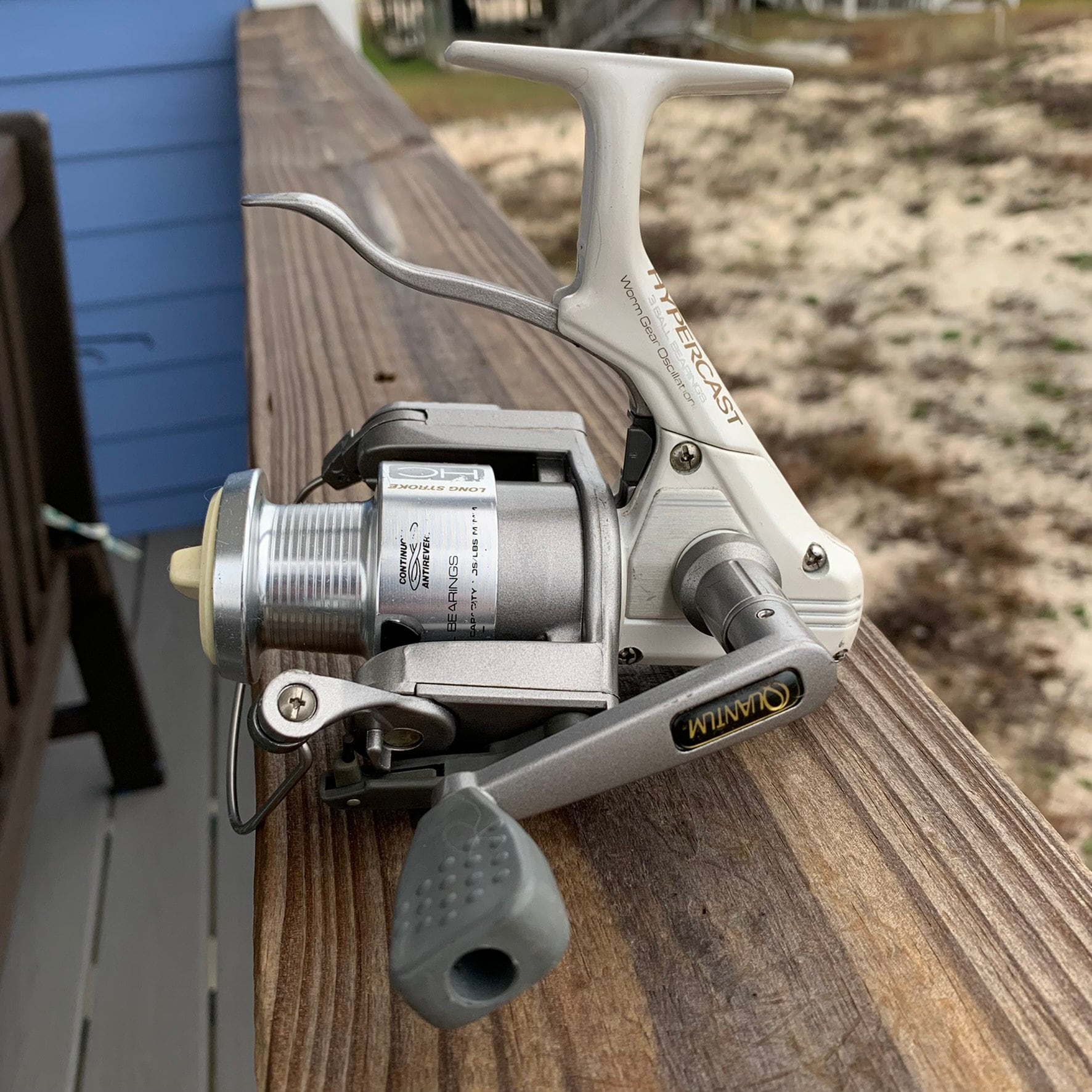 quantum spinning reel hypercast USED long stroke works perfect hc2 xl w/bag