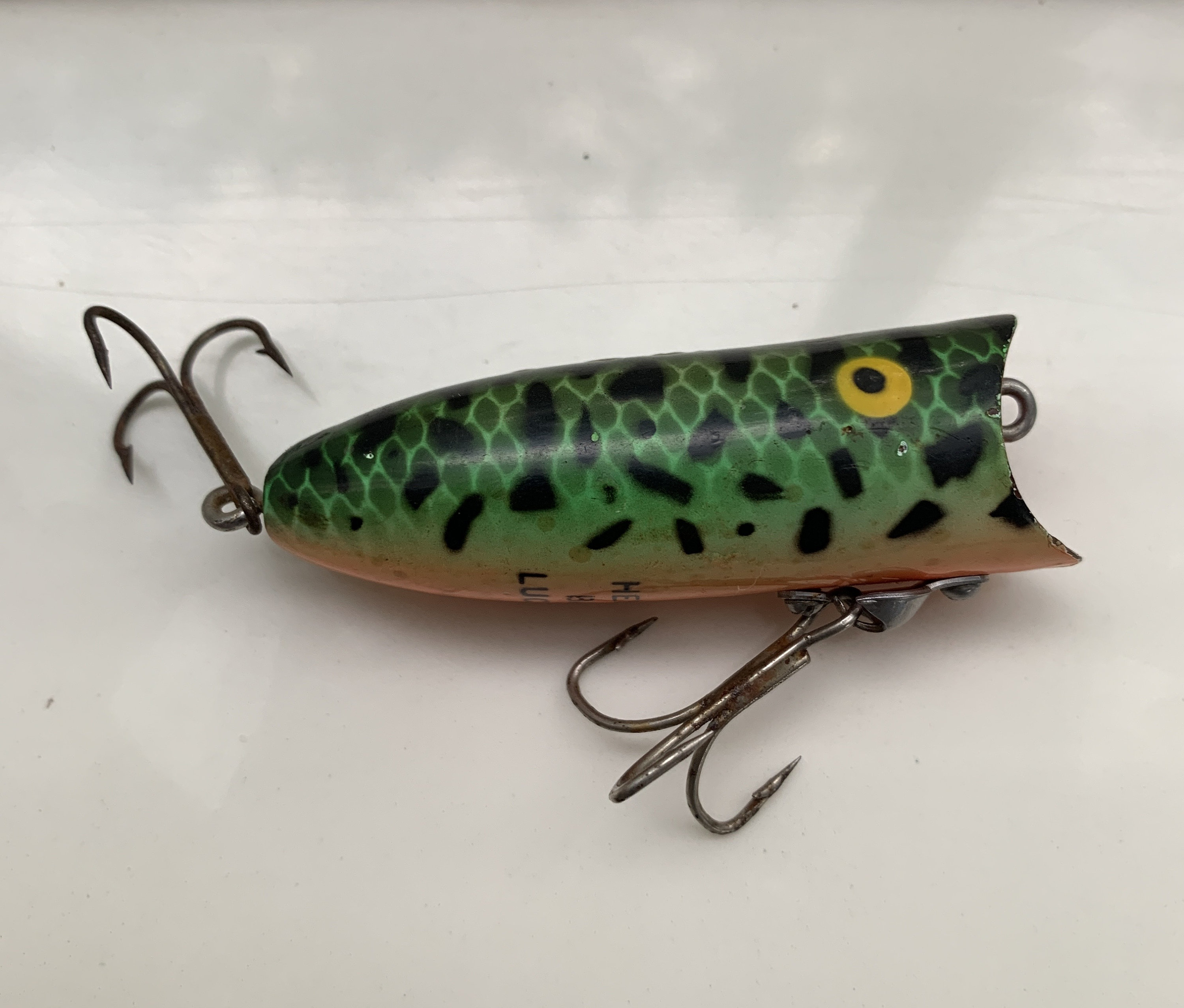 Heddon Baby Lucky 13 Lure Flo Green Crawdad w/ Scales Vintage - Free  Shipping!