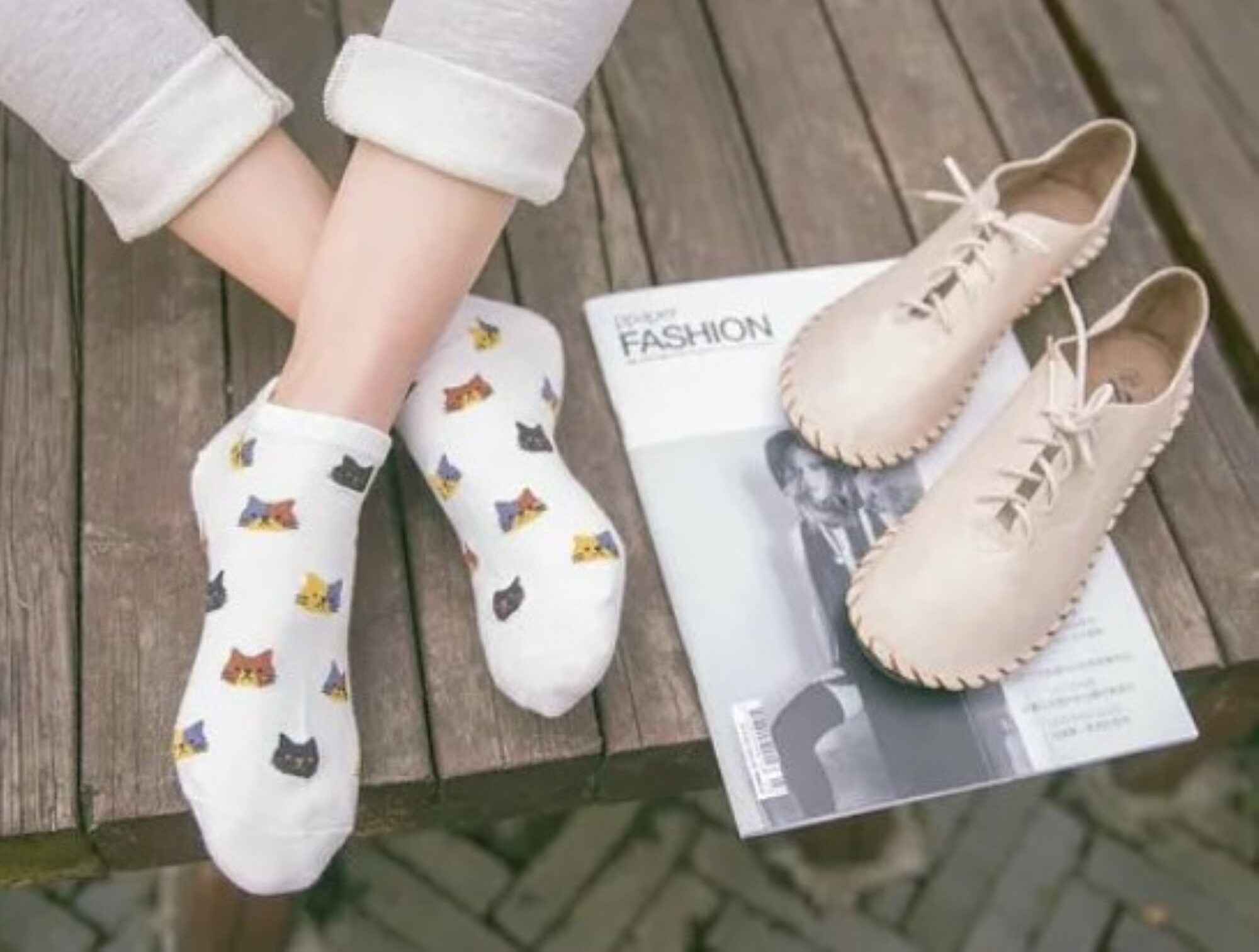 5 Pair Womens Cat Socks Cute Novelty Socks Multicolored Etsy