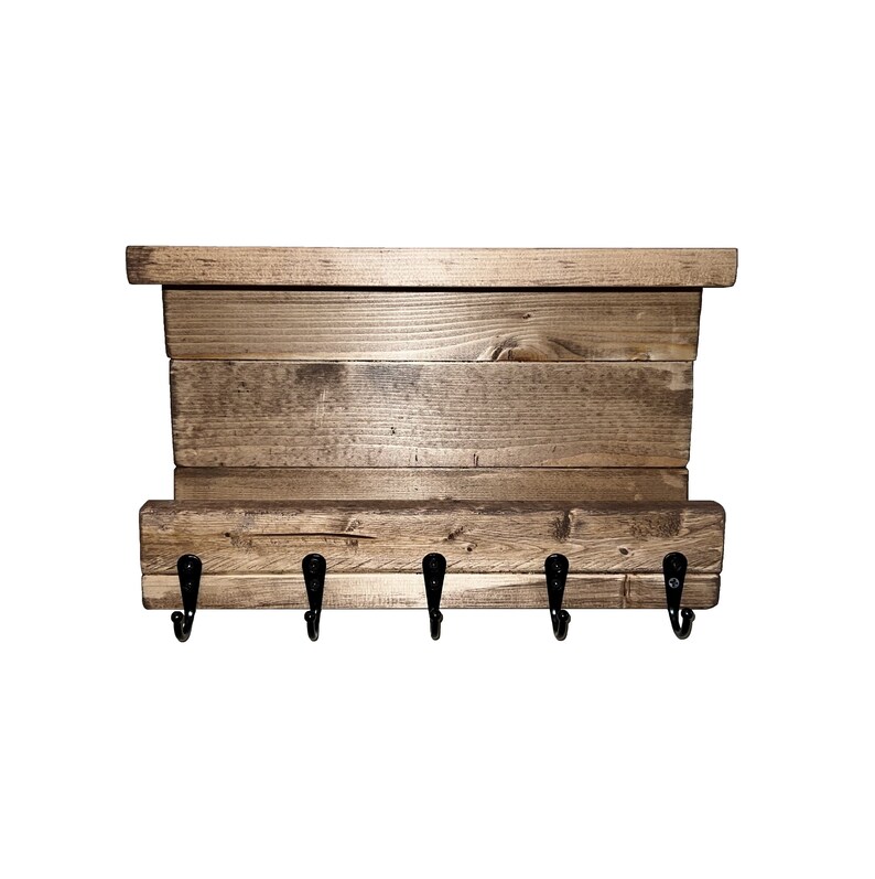 Wooden Wall Organizer With Key Holders and Mail Shelf Great Etsy
