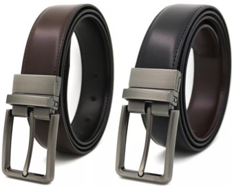 Mens Leather Reversible Belt Brown Black 1 Belt 2 Styles